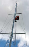 Steve paints the mast